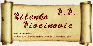 Milenko Miočinović vizit kartica